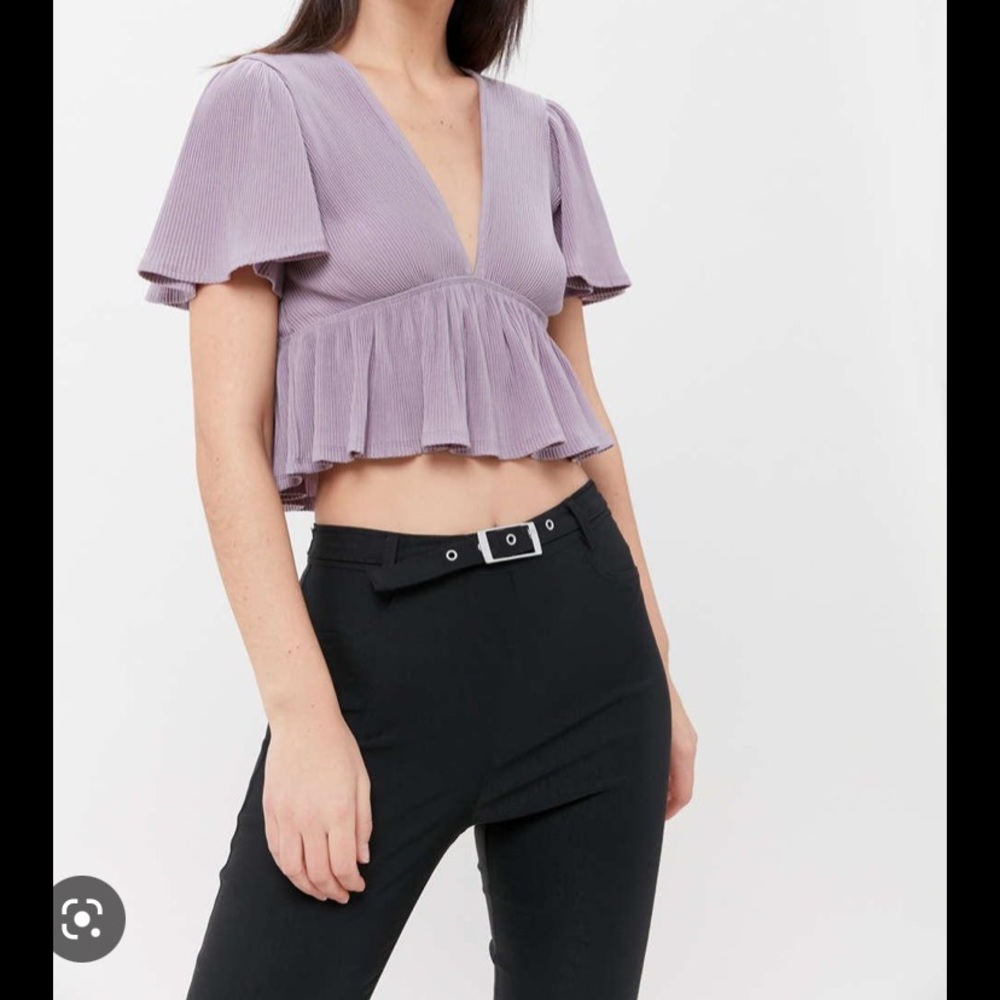 Urban Outfitters Rori Ribbed Plunging Babydoll Top